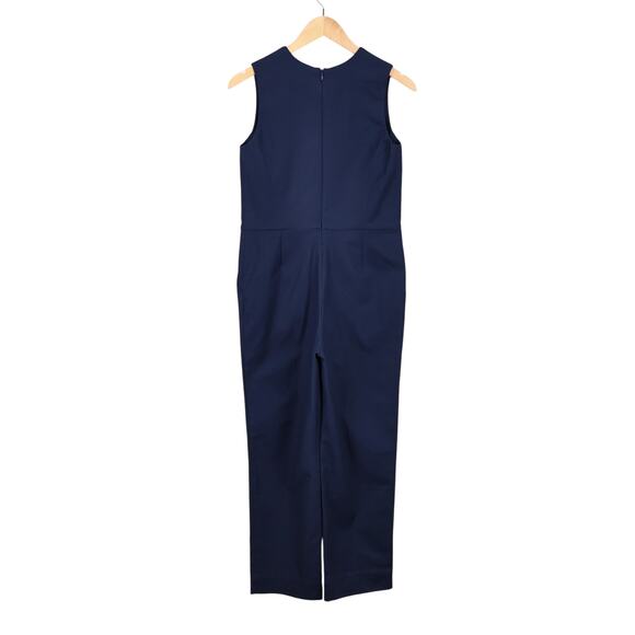 NWT Everlane The Structured V-Neck Cotton Jumpsuit In Navy Blue Size 00 - Picture 5 of 10